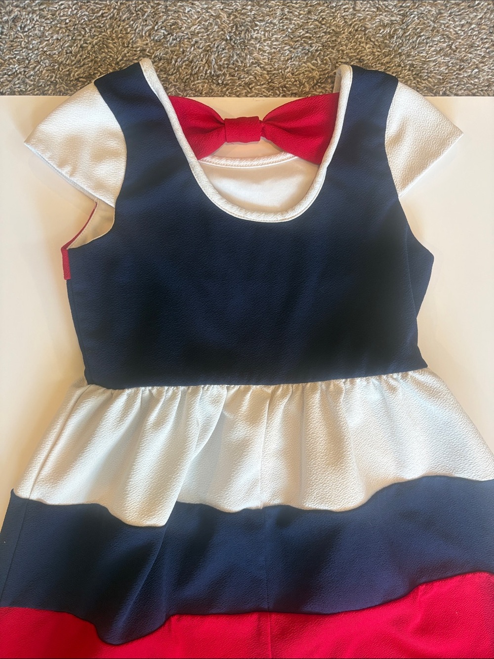 Zunie Girls Dress Red White & Navy Striped Bow-Back Party Dress Size 10 - Picture 8 of 11